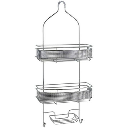 Bath Bliss Pave Diamond Design Metal Shower Caddy, Chrome