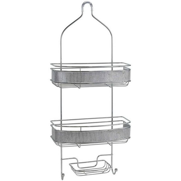 Bath Bliss Pave Diamond Design Metal Shower Caddy, Chrome