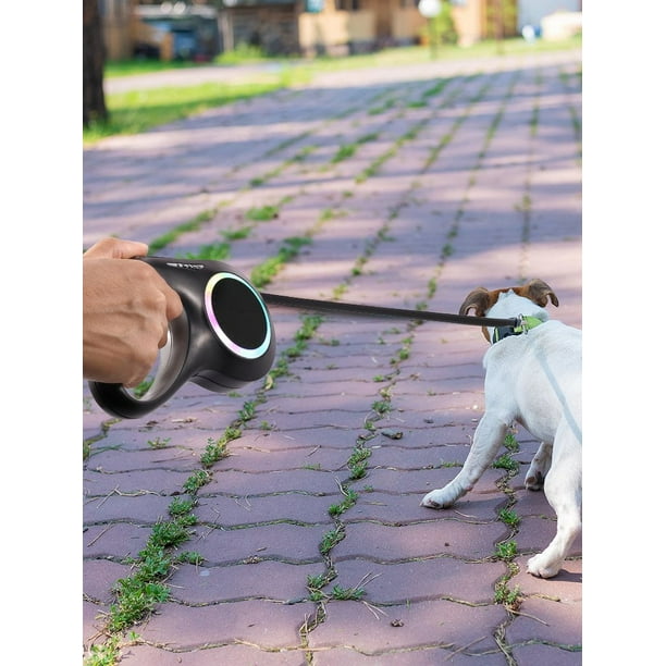 Retractable Dog Leash with LED Light 16ft Portable Retractable Walking Leash with Ergonomic Handle 600mAh Rechargeable LED Lighted Dog Leash