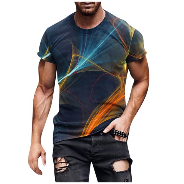European And American Round Neck Casual Ethnic Style Retro Printed Short Sleeve T-shirt Top 5XL