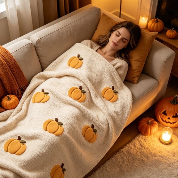 Fall Thanksgiving Throw Blanket, Halloween Throw Blanket, Pumpkin Pattern Soft Warm Autumn Blanket Thanksgiving Cozy Gifts Home Decor for Couch Chair Sofa Bed, 59.06x39.37"