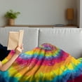 thumbnail image 3 of Tie Dye Soft Flannel Fleece Throw Blanket, Colorful and Abstract Batik Pattern with Spiral Shape Shibori Hippie Style, Cozy Plush for Indoor and Outdoor Use, 60" x 80", Multicolor, by Ambesonne, 3 of 5