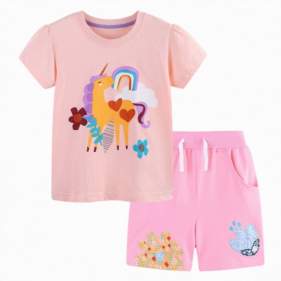 NIEWTR Toddler Baby Girl Clothes 12 18 24 Month 2T 3T Summer Outfit Strawberry Cowgirl Boots Graphic T-shirts Shorts Set(Pink,2-3 Years)