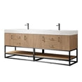 thumbnail image 2 of Vinnova Alistair 84" White Stone Top Oak Double Vanity Black Frame w/o Mirror, 2 of 17