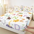 thumbnail image 3 of Homewish Cartoon 26 Letters Bed Sheets,Cute Deer Lion King Sheets,Hawaii Coconut Tree Sheet Set For Kids,Ultra Soft Home Decor,4pcs, 3 of 7