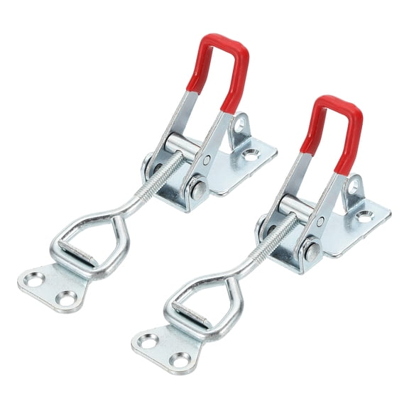 Uxcell 2pcs Adjustable Toggle Clamp M6x32mm 396bs 4002 Style w Lock Hole, Silver Red