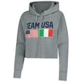 thumbnail image 2 of Women's Heather Gray Team USA Country Flags Cropped Fleece Hoodie, 2 of 3
