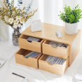 thumbnail image 2 of Bamboo Desk Organizer 4 Drawers, Countertop Organizer with Drawers Makeup Storage Drawer 4 Drawers Tabletop Storage Organization Box Home Office Workspace, 2 of 7
