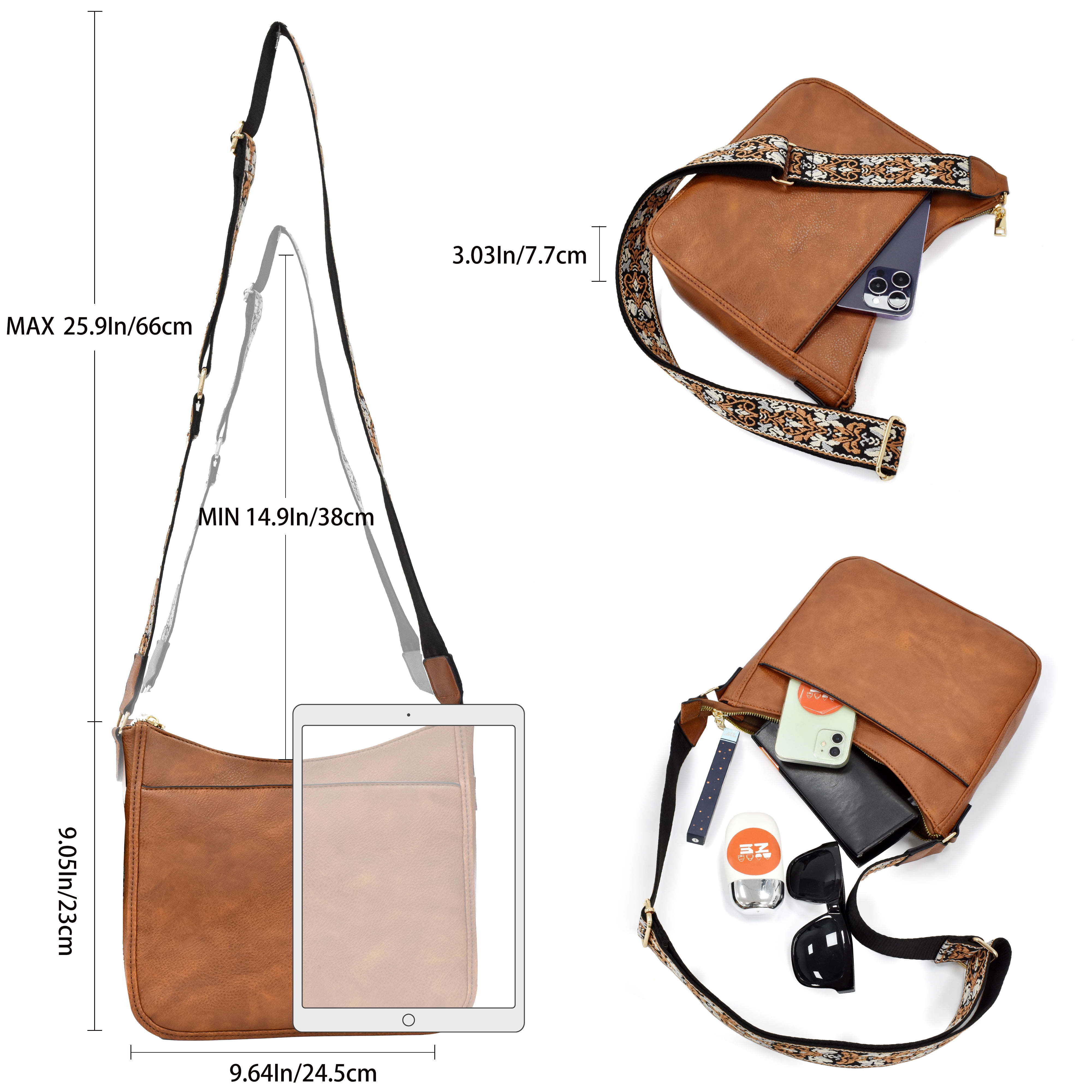 Badiya Crossbody Bags for Women Trendy Vegan Leather Hobo Handbags With Adjustable Strap Shoulder Bucket Bags