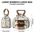 thumbnail image 5 of Beige Dinosaurs Rainbows Flowers Pattern Drawstring Lunch Bag Women - Drawstring Lunch Bag Insulated for Work Office - Stain-Resistant Large Lunchbags for Women with Multi-Pockets, 5 of 6