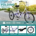 thumbnail image 5 of Slsy Adult Folding Tricycles, 7 Speed Folding Adult Trikes, 20 24 26 Inch 3 Wheel Bikes with Large Size Basket, Foldable Tricycle for Adults, Women, Men, Seniors, 5 of 13