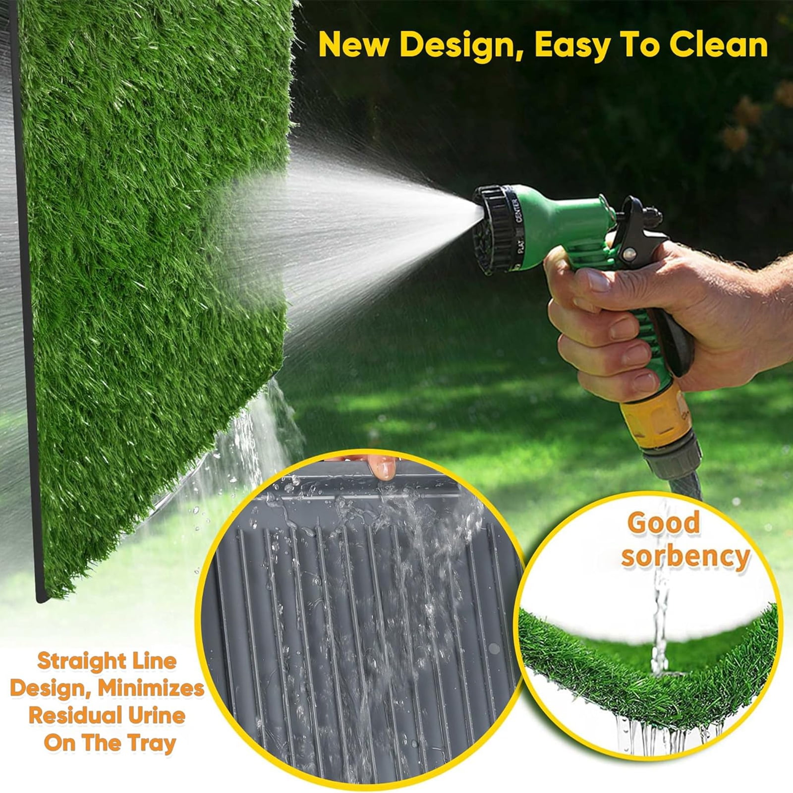 Dog Grass Pad with Tray,Reusable Training Pad with Replaceable Artificial Grass,Quick Absorbent Indoor Portable Dog Patio Potty,Washable Pee Pad For Puppy (Gray Tray + 2 Grass Pads for Replacement)