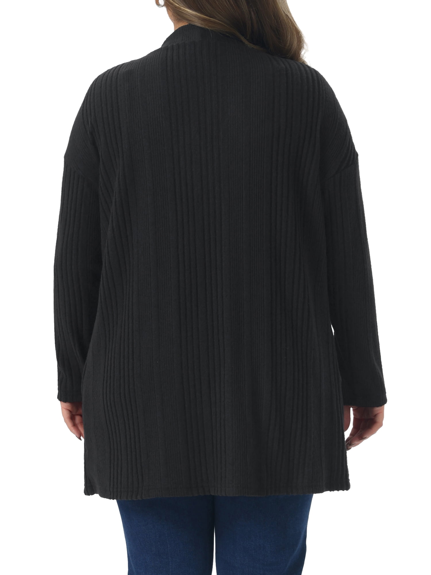 DARING DIVA Women's Plus Button V Neck Knit Cardigan with Pockets 3X Black