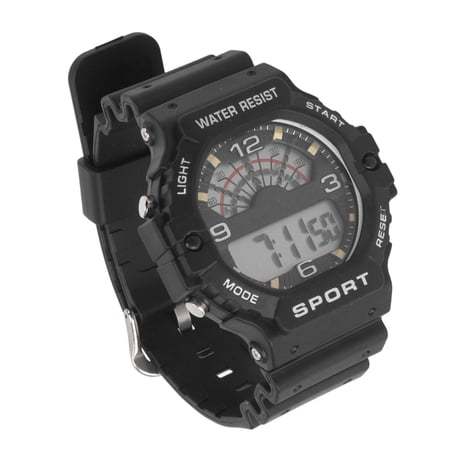 BIMZUC Men's Classic Vintage Square Digital Sport Chronograph Wristwatch. Water Resistant WR50M for Swimming and Running, Multifunctional Night Light Alarm, Sleek Black Design (9.0 inches / 22.8 cm)
