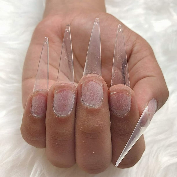 Nails 500pcs Lavish Long Clear Stiletto Nail Tips For Acrylic Nails Walmart Com
