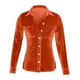 thumbnail image 7 of Xdegoge Womens Velvet Top Button Down V Neck Tops Casual Long Sleeve Lapel Blouse Classic Vintage Tunic Blouses Fall Winter Stylish Elegant Shirt, 7 of 7