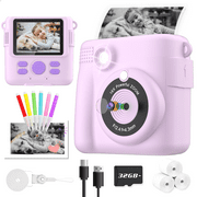 BYSERTEN Kids Camera Instant Print, Portable Toy Cameras for Boys & Girls Age 6-12 Birthday Gifts - Purple