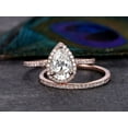 thumbnail image 2 of Perfect 2 Carat Pear cut Man made diamond moissanite and Man made diamond moissanite Halo Weding Ring Set with 18k Gold Plating, 2 of 6