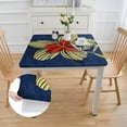 thumbnail image 2 of Round Tablecloth Durable Waterproof Wipeable Oil-Proof Plastic Table Cloth Cover 55 Inch Navy Blue + Cream, 2 of 7