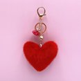 thumbnail image 3 of Women Heart Shaped Keychain Creative Fashion Pom Pom Key Ring Fluffy Car Charm, 3 of 10