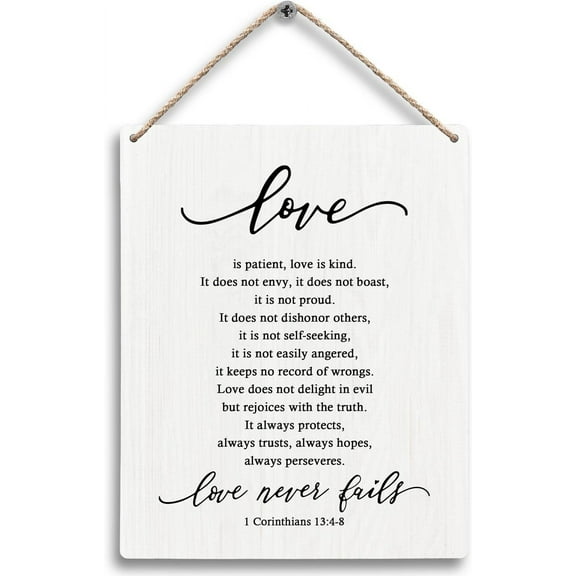 Zomyto Christian 1 Corinthians 13 Wall Decor Hanging Wooden Signs 12x6, 1 Corinthians 13 Wall Art, Bible Verses Wall Decor, Christian Scripture Love Never Fails Wall Decor