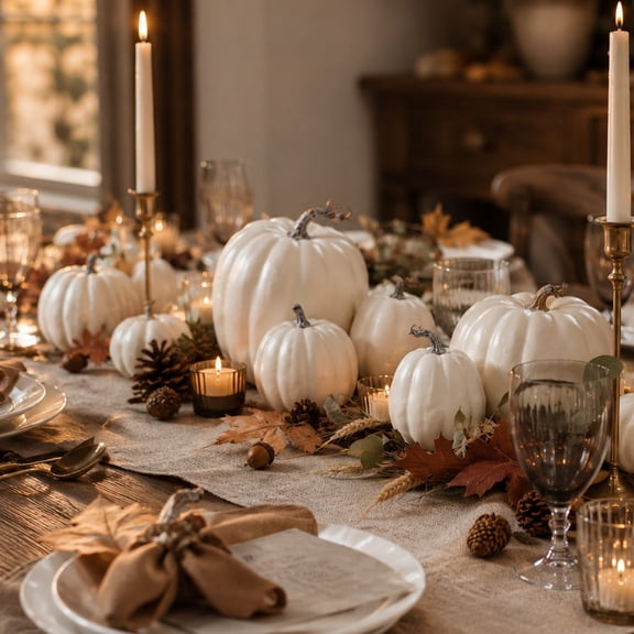 7 Pack White Faux Pumpkins for Fall Decor Artificial Pumpkins for Outdoor Porch Indoor Halloween Home Decor