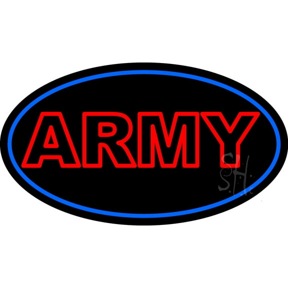 Red Army LED Neon Sign 20 x 37 - inches, Black Square Cut Acrylic Backing, with Dimmer - Bright and Premium built indoor LED Neon Sign for Defence Force.