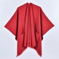 thumbnail image 2 of Fgnfyis Women's Warm Shawl Wrap Cape Winter Cardigan Sweater Open Front Poncho Red One Size, 2 of 3