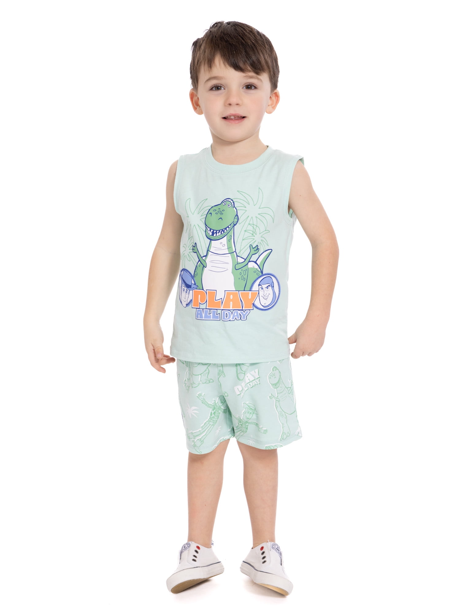 Disney Pixar Toy Story Toddler Boys Graphic Tank Top and Matching Allover Print Shorts Set, 2-Piece, Sizes 12M-5T