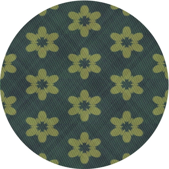 Ahgly Company Indoor Round Patterned Olive Drab Green Area Rugs, 5' Round