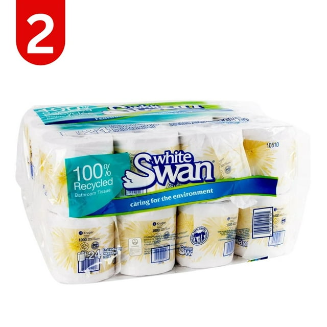 White Swan Rouleaux de Papier Hygiénique 1 Épaisseur Emballés Individuellement, Lot de 24, Lot de 2