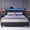 Black, variant on Full Size Bed Frame with Charging Station and LED Lights, Upholstered Headboard with Storage Shelves, No Box Spring Needed, Black