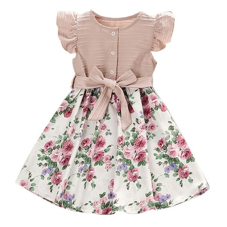

Rovga Toddler Girl Dresses Sweet Girl Spring And Summer Style Lace Sleeve Floral Dress Kids Girl Dress Kids Clothing