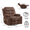 thumbnail image 3 of IdealHouse Recliner Chair with Massage and Heat, 360° Swivel Oversized Recliner Single Sofa Seat, Adult Rocking Chair Reclining Sofa with Cup Holder and Pockets for Living Room, 3 of 7