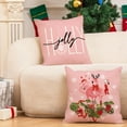 thumbnail image 5 of 4Pcs Christmas Pillow Cover Pink Flamingo Throw Pillow Case Hello Merry Xmas Pillowcase Decor for Sofa Bedroom Living Room Party Favor, 18 x 18 inch, 5 of 6