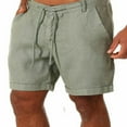 thumbnail image 1 of Men Shorts  Solid Color High Waist Cotton Linen Short Pants Casual, 1 of 6