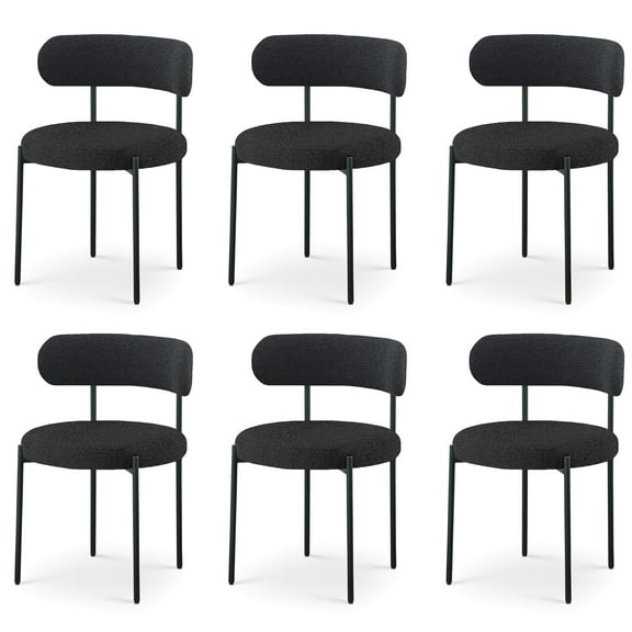 Meridian Furniture Beacon Black Boucle Fabric Dining Chair (Set of 6)