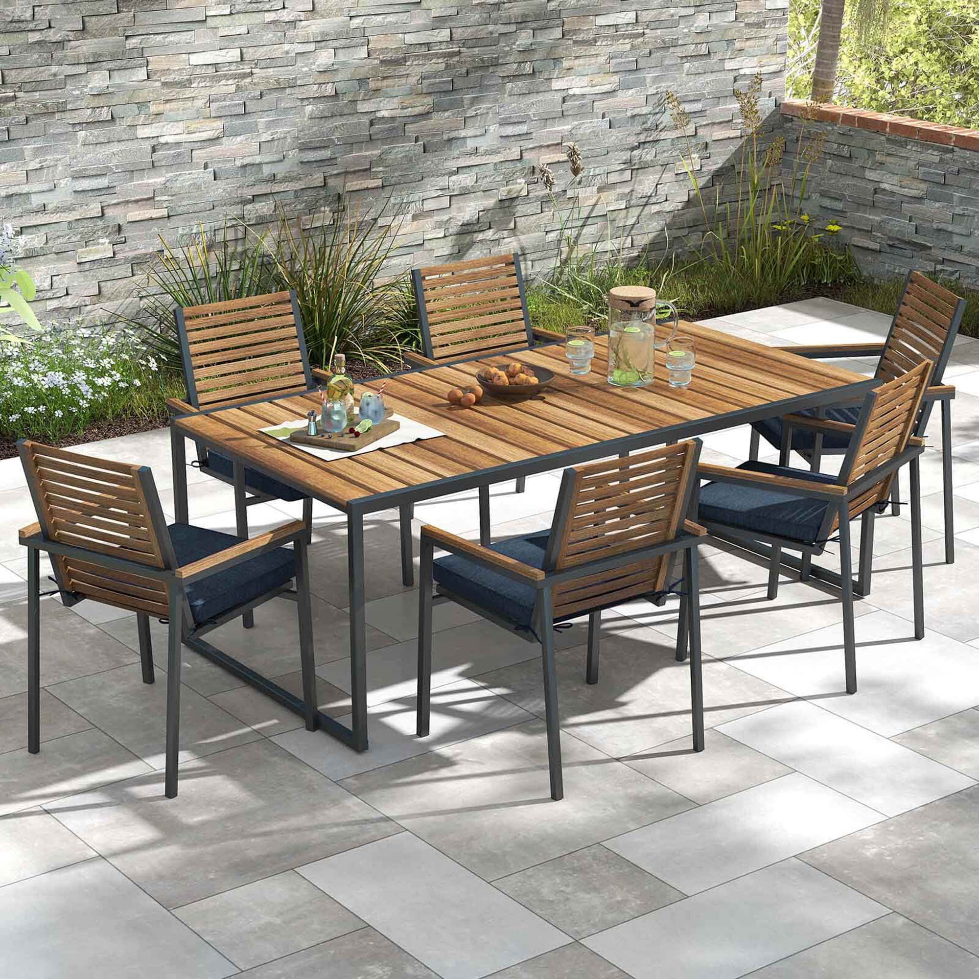 Costway Outdoor Chair Cushion Set of 2 Waterproof Fade-Resistant Olefin Seat Cushions Navy