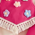 thumbnail image 7 of Toddler Baby Girl Outfits Summer Clothes Set Crochet Flower Fringe Sleeveless Top and Bell Bottom Pants Set Casual Toddler Outfit 6-9 Months, 7 of 7