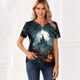 thumbnail image 5 of Domuza Womens Halloween Shirts Casual V Neck Short Sleeve Holiday Henley T-Shirts Fall Funny Novelty Graphics Retro Button Up Pullover-B 3XL, 5 of 6