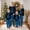 Blue:02, variant on Matching Christmas Pajamas for Family Long Sleeve Star Tree Print Tops Plaid Pants Set Loungewear