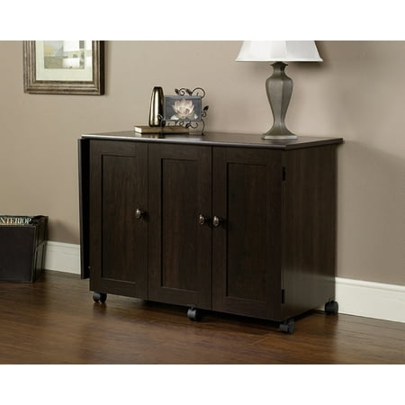 Sauder Select Collection Storage Sewing Table with Two Adjustable Shelves, Cinnamon Cherry