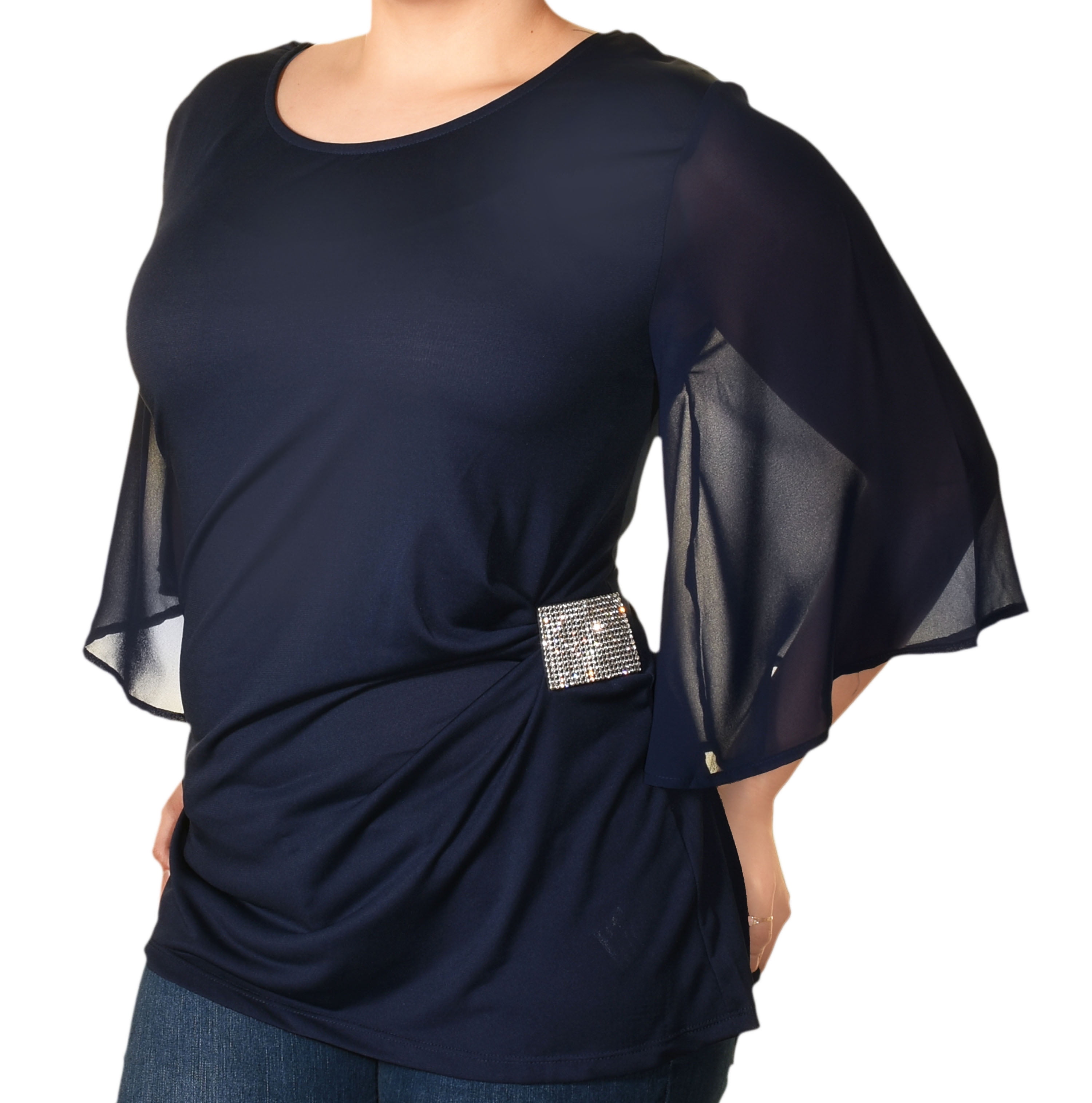 Araza Womens Plus Size Crystal Ruched Cocktail Shirt - Walmart.com