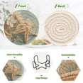 thumbnail image 5 of 6 Pcs Drink Coasters with Holder 3.94in Woven Coasters for Drinks Starfish with Flowers Coaster Set for Protection Table, 5 of 7