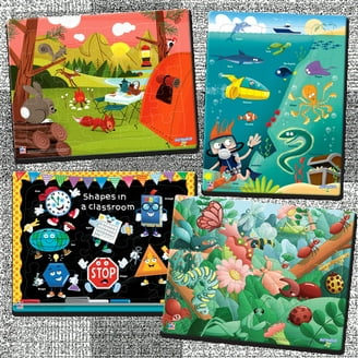 4-Pack Puzzles — 25-Piece Inlay Puzzles for Children — Ages 3+