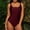 Wine, variant on Honeeladyy Women One Piece Swimsuit U Neck Solid Color Swimwear Slimming Strap Backless Stretch Bathing Suit Black L