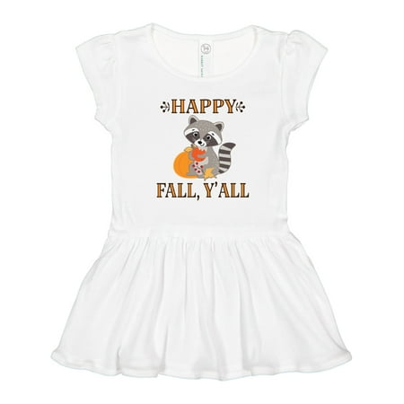 

Inktastic Happy Fall Y All Thanksgiving Raccoon Gift Toddler Girl Dress