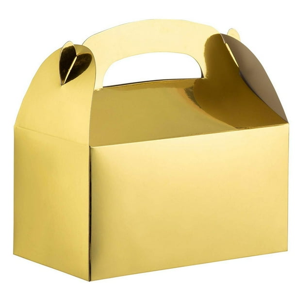 Party Treat Boxes - 24-Pack Metallic Gold Foil Gable Gift Boxes for Party Favors, Small Goodie ...