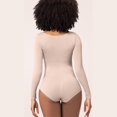 thumbnail image 4 of SnnmBlm Bodysuit for Women Long Sleeve Scoop Neck Basic Body Suits Tummy Control Solid Color Fasion Slim Fit Lightweight Shapewear Beige XL, 4 of 4