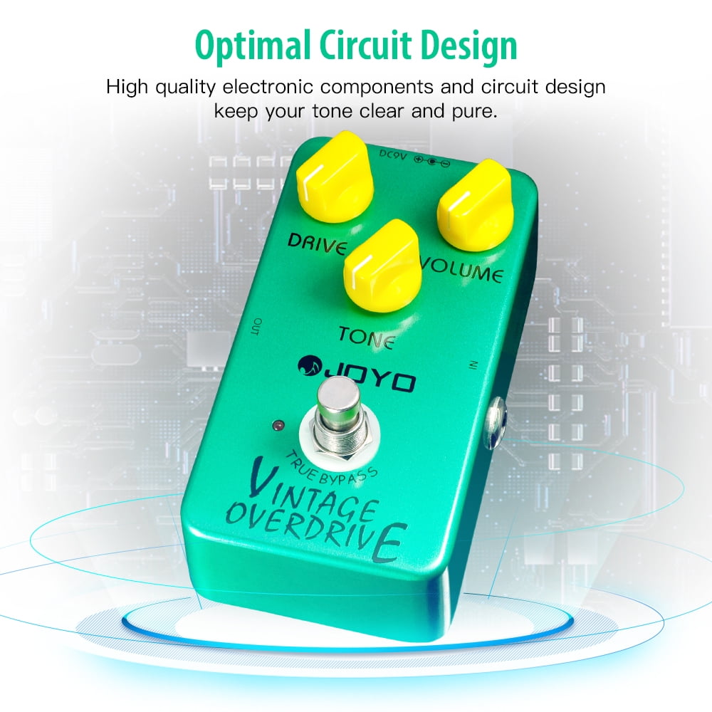 JOYO Warm Smooth Overdrive Effect Pedal, 3-Knob Control for Blues Rock Rhythm & Lead for Home Practice